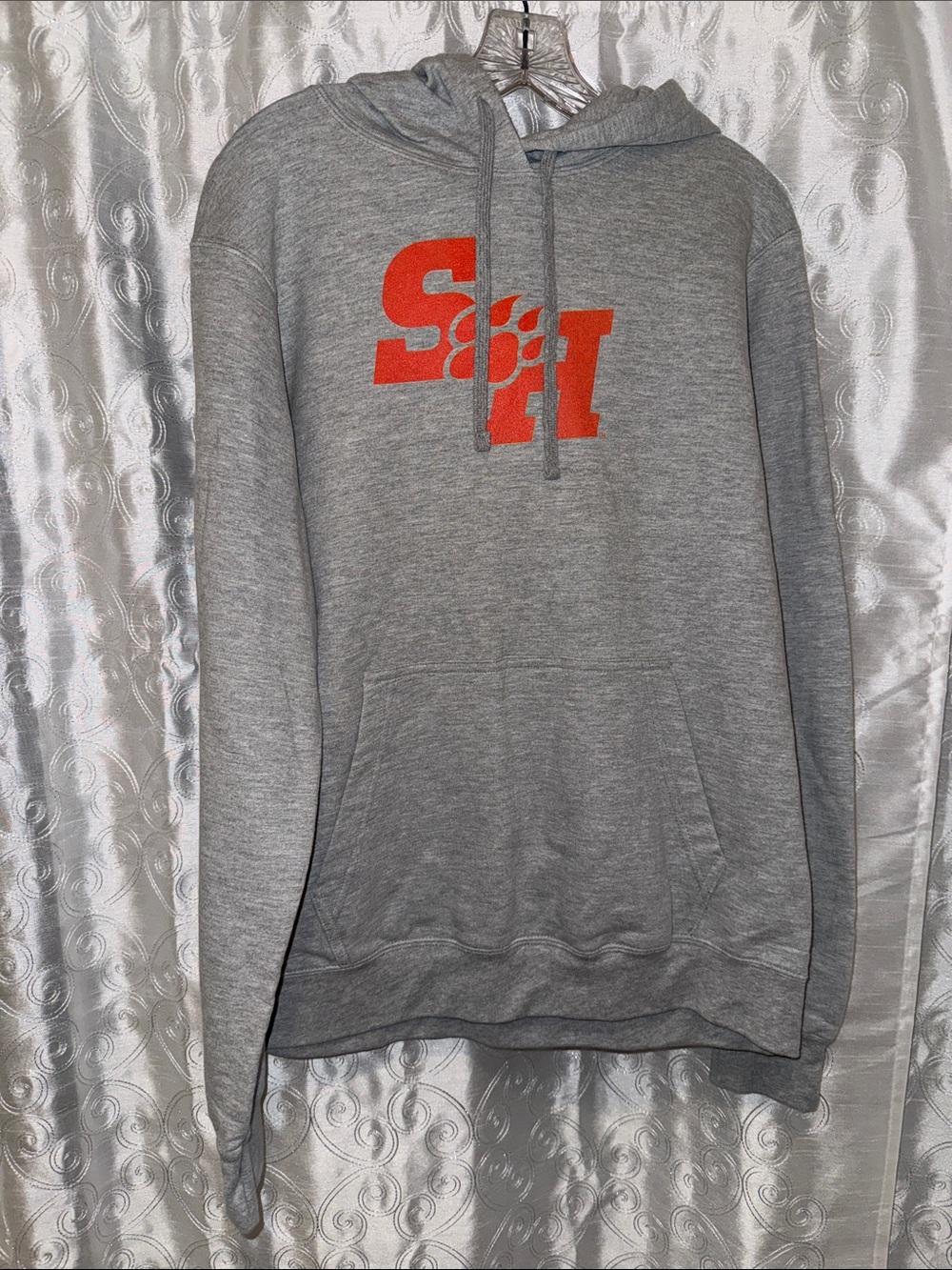 Sam Houston Bearkats Gray Pullover Hoodie with Orange Logo Adult Size M 🔥 G10